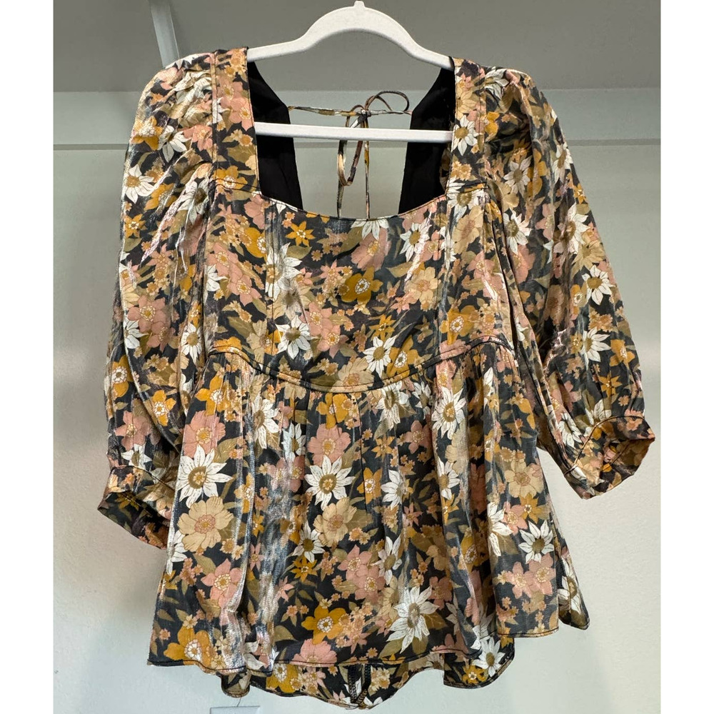 Mittoshop Floral Blouse Iridescent Size Small